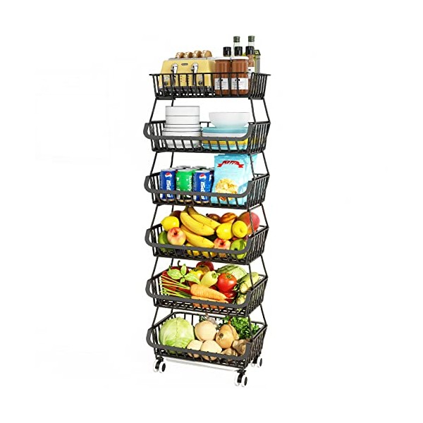 6 Tier Fruit Basket for Kitchen, Fruit and Vegetable Storage