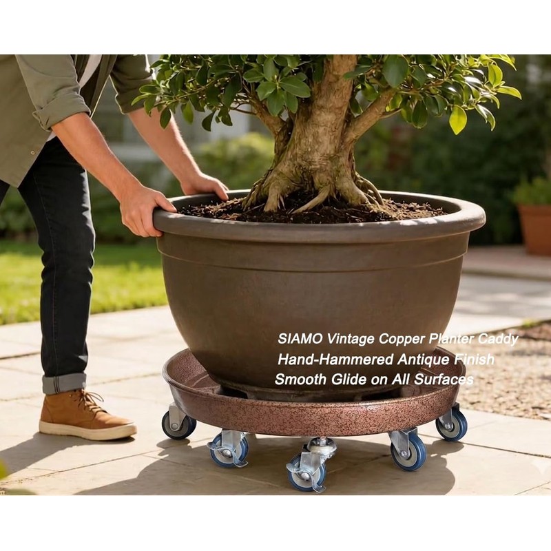 SIAMO 20" Heavy Duty Plant Caddy (570lbs Capacity)-Lockable Non-Scratch Swivel