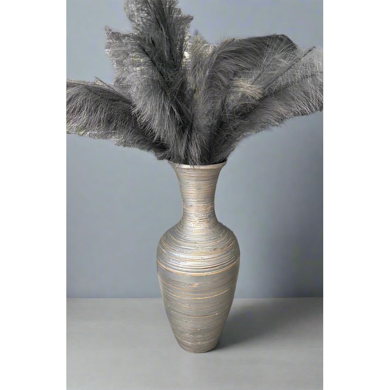 Silver handmade bamboo vase 60cm tall floor or table vase