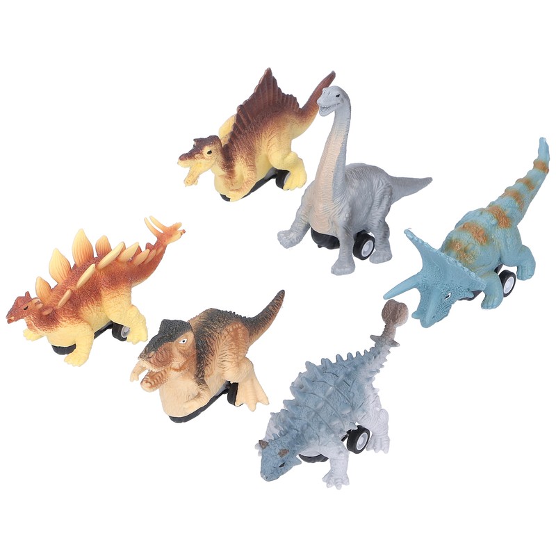 6Pcs Dinosaur Pull Back Car Children Model Simulation Brachiosaurus Tyrannosaurus