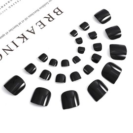 EDA LUXURY BEAUTY Black Press on Toenails Set - Glue on Nails, Acrylic Nails & Fake Toenails for Women - Press on Toenail Kit with False Toenails, Stick on Nails for Women - Pedicure Kit For Nail Art