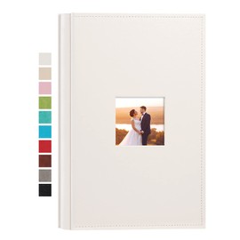potricher Small Photo Album 4x6 300 Photos Leather Cover Picture Book with 300 Horizontal Pockets for Family Wedding Anniversary and Baby (White)