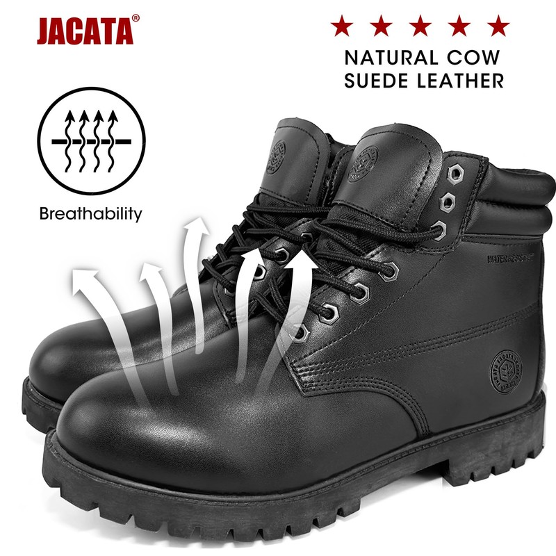 Jacata Men's Water Resistant Leather Work Boot Rubber Sole Construction
