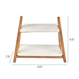 Gourmet Basics by Mikasa Luxor Two Tier Marble Serve Tray Platters