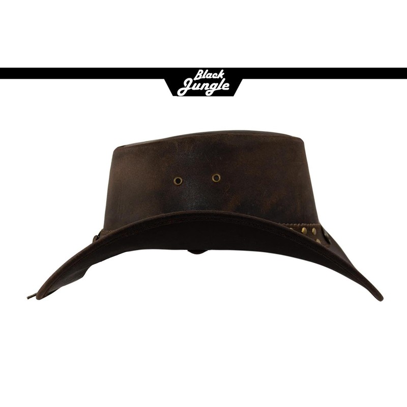 Black Jungle Yukon Leather Western Hat Australia Cowboy Hat, brown
