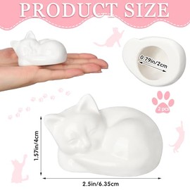 Wonderjune 2 Pack Toilet Bolt Covers Decorative Cat Toilet Bolt Screw Cover Caps Ceramic Cute Bathroom Decor Fun Themed Gadgets Replacement Parts(White)