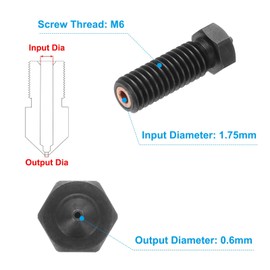 uxcell 3D Nozzles Kit, 2pcs 3D Printer Hardened Steel Three-Hole Nozzles 0.6mm, 5pcs Nozzle Cleaning Needles, with a Socket Wrench and a Tweezer, for 1.75mm Ender3 Series