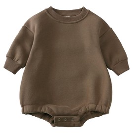 OPAWO Baby Bodysuit Vests Long Sleeve Sweater Undershirt Newborn Cotton Vest Soft Sweatshirt Infant Solid One Piece Baby Clothes for Boys and Girls (Brown, 24-36 Months)