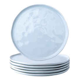LERATIO Dinner Plates,10.5 inch Ceramic Plates Set of 6,Handmade Porcelain Plates for kitchen with Wavy Edge,Microwave & Dishwasher & Oven Safe,Light weight & Scratch Resistant Dishes Set