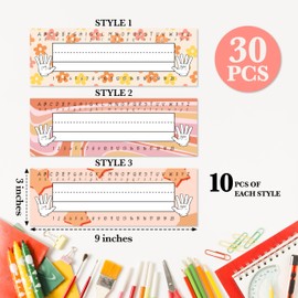 Name Tags for Students, Retro Name Plates, Groovy Name Labels for School Desks, Back to School Classroom Decor, 30 Pack (03)