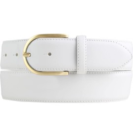 BELTINGER High Quality Denim Belt Made of Full Cowhide Leather with Golden Belt Buckle 4.0 cm | Cambered Leather Belt Women's 40 mm | Jeans Belt Made in Italy, White, Gold