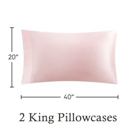 Juliette Leblanc New York Silky Satin King Pillowcase Set - Pink Pillow Cover Set - Luxury Satin Bedding 2-Piece Set