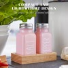 Pink Salt and Pepper Shakers Set with Holder - Pink