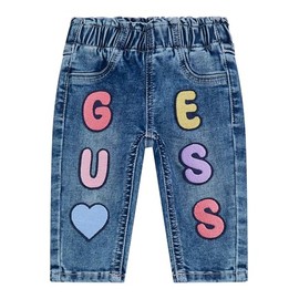 GUESS Baby Stretch Denim Pants, Little Girl Letters Wash