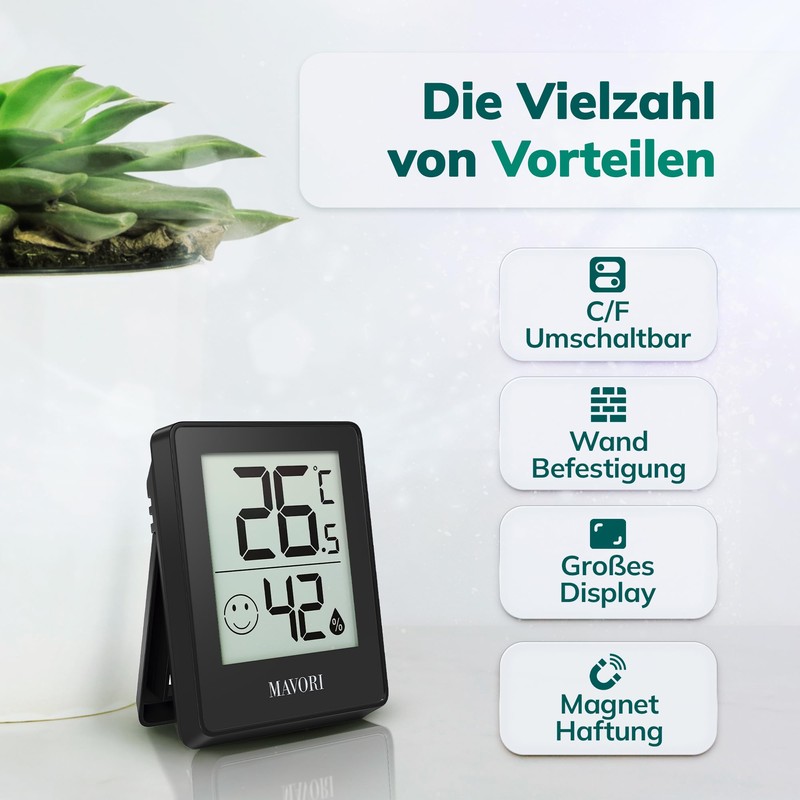 MAVORI® Digital Thermometer Hygrometer – Interior Temperature Meter and Humidity