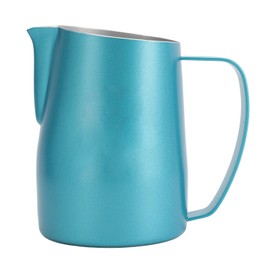 Milk Frother Cup Professional Stylish Exquisite Slanted Mouth Stainless Steel Milk Frothing Pitcher for Coffee Latte Frothing Milk 450ml Flash Blue