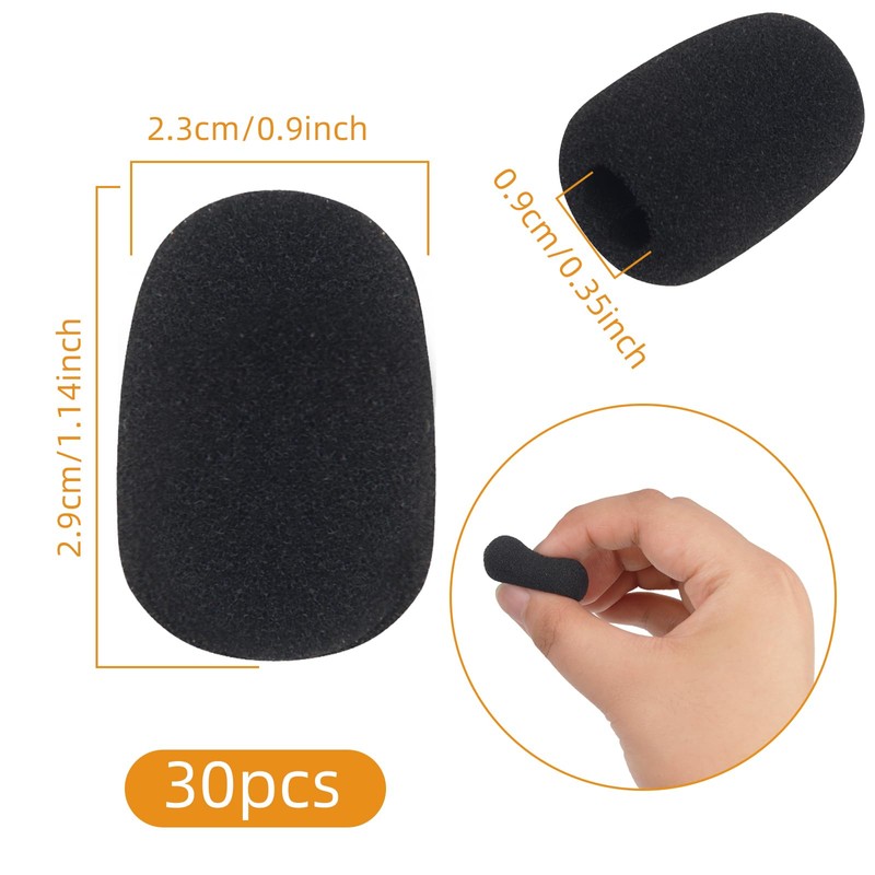 Pack of 30 Pop Protection Microphones, Foam Wind Protection for