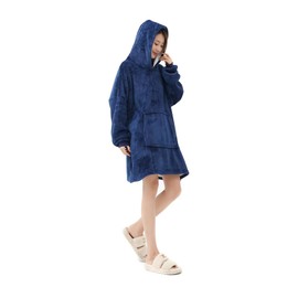 Yasmin Wearable Blanket Hoodie – Ultra Soft & Cosy Polyester Hoodie Blanket, Oversized Blanket Hoodie for Women & Men with Sherpa Fleece Lining – One Size for All (Blue)