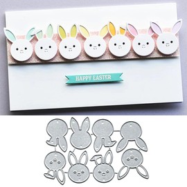 6pcs Bunny Rabbits Metal Die Cuts Cutting Dies, Easter Bunny Cutting Dies Paper Cards Cutting Dies Cut Stencils for DIY Embossing Card Making Book Tags Decorative Paper Dies Scrapbooking
