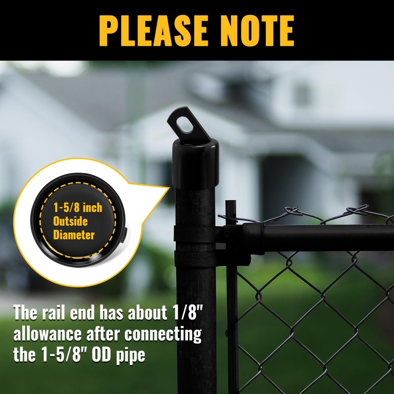 VIVIDA 1-5/8" Black Top Rail End for Chain Link Fence,