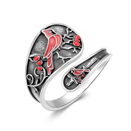 Shusukue Cardinal Spoon Ring for Women 925 Sterling Silver Cardinal Rings Christian Jewelry Gifts for Her
