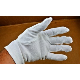 Unbranded 12 Pair Cotton Glove Inspection Open Cuff Dotted Palm Raised Small