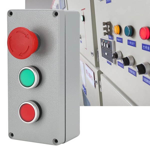 ViaGasaFamido 3 Button Red Green Sign Emergency Stop Push Button