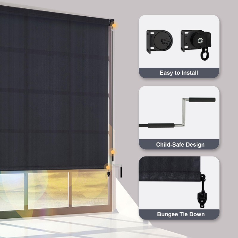 VICLLAX Outdoor Roller Shade, Patio Cordless Blinds Roll Up Shade