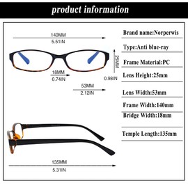 NORPERWIS 6 Pack Ladies Reading Glasses for Women Blue Light Blocking Spring Hinge Fashion Eyeglasses Readers for Women (Mix Color, 1.50)