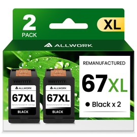 67XL Ink Cartridge Replacement for HP 67 XL Black Remanufactured for HP Ink 67 67XL for DeskJet 2755e 2700 2855e 2800 2752 2742e 4155e 4255e 4100 Envy 6055 6055e 6455e Printer (2-Pack)