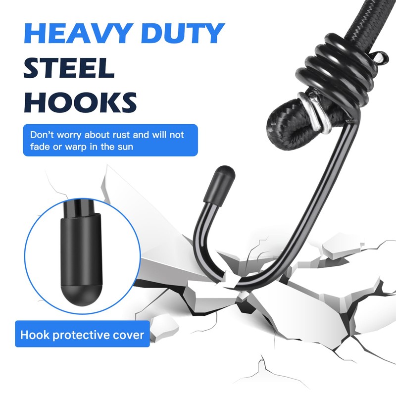 Kshineni 60 inch(150cm) Bungee Cords with Hooks, 6 Pcs Heavy