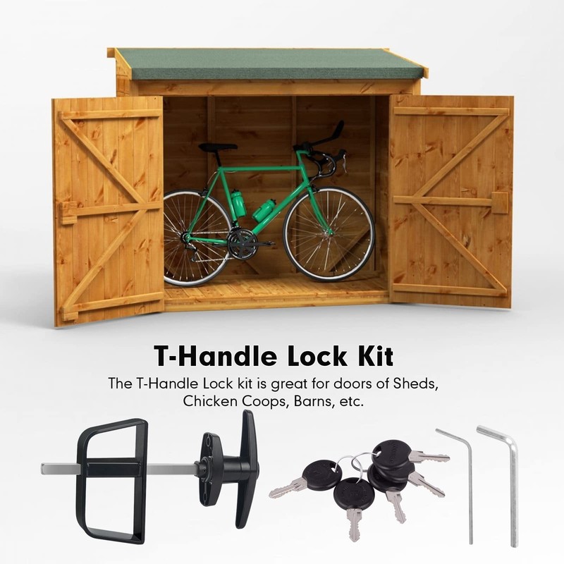 Shed Door Latch T-Handle Lock Kit with 5 Keys,BTEOBFY 5-1/2"