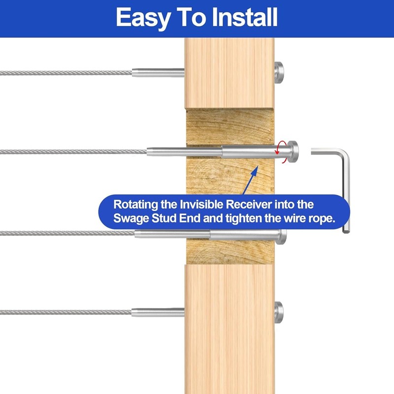 CKE 30 Pack 4"x4" Invisible Cable Railing Kits, T316 Stainless
