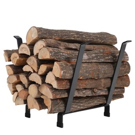 MFSTUDIO Firewood Rack Outdoor Indoor, Iron Arched Feet Fire Wood Storage Racks Heavy Duty Holder Log Rack, Black, 20" L X 15" W X 15" H
