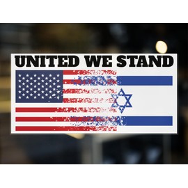 United We Stand USA Stands with Israel Flag Sticker Israeli Flags Decal Support Israel Sticker | Multiple Sizes | Indoor Our Outdoor Use | AWPS142 (8-Inch by 3.8-Inch)