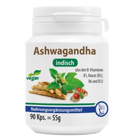 Ashwagandha Capsules | With Indian Ashwagandha Extract | Plus Valuable B Vitamins | Laboratory Tested According to German Standards | Vegan | 90 Capsules