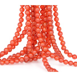 CMBYN 10mm 100pcs Natural Stone Beads Carnelian Round Genuine Stone Beading Loose Gemstone Hole Size 1mm DIY Charm Smooth Beads for Bracelet Necklace Earrings (Carnelian 10mm)
