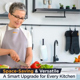 Deiss Pro Paper Towel Holder – Under Cabinet, Wall Mount, or Countertop – Rust-Resistant Stainless Steel, One-Handed Tear Design, Space-Saving Paper Towel Dispenser, Towel Holder for Kitchen