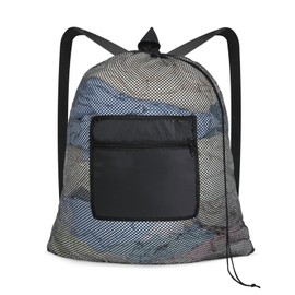 OTraki Drawstring Backpack 24x27 Inch Heavy Duty Mesh Laundry Bag Gym String Backpack Dirty Clothes Bags with Pocket & Adjustable Shoulder Straps Machine Washable for Swimming Yoga Beach Workout