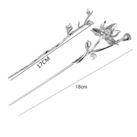 Leadigol 2pcs Vintage Hair Chopsticks, Chinese Hair Chopsticks for buns,Magnolia Flower Branch Hair Pins Lotus Pearl Hair Sticks