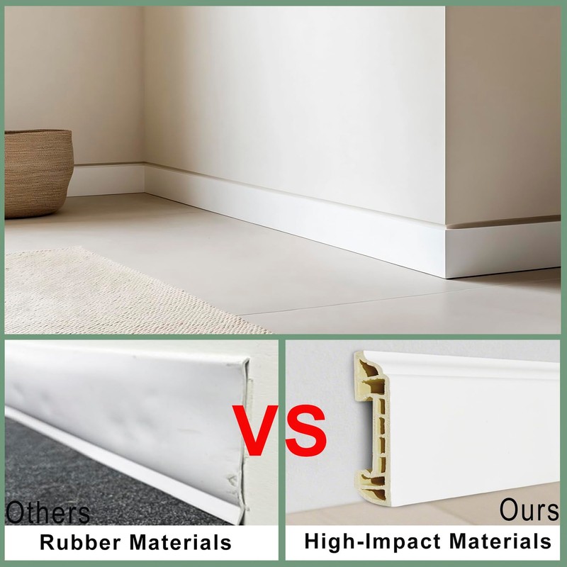 Wall Baseboard Molding Trim,8-Pack of 48 x 3.15 in, White