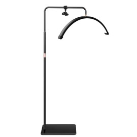 Lash Light for Eyelash Tech-Esthetician Ring Light, Half Moon Light for Led Lash Lamp Extensions, Tattoo Artists, Nail Tech - Cool, Warm Lamp with Adjustable Brightness & Height, Phone Holder (Black)
