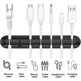 SOULWIT Cable Holder Clips, 3-Pack Cable Management Cord Organizer Clips Silicone Self Adhesive for Desktop USB Charging Cable Nightstand Power Cord Mouse Cable Wire PC Office Home