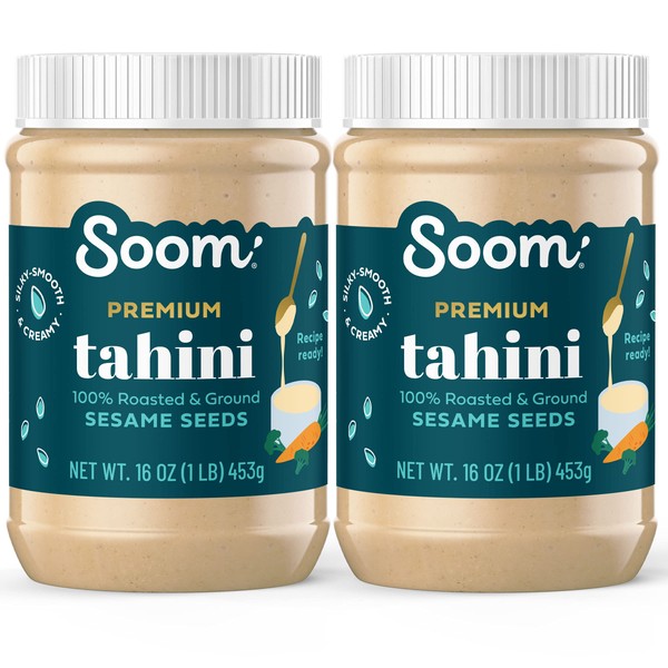 Soom Foods Ground Premium Sesame Tahini Paste 16oz (2 Pack)