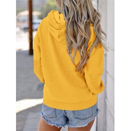 ZUNQKG Women's Yellow Hoodies Long Sleeve Loose Lightweight Casual Fall Trendy Sweatshirts with Pocket L
