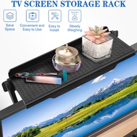 Screen Top Shelf, Pack of 2 Screen Top Shelf, TV Top Shelf, Monitor Storage Shelf, Floating Shelves, Adjustable Screen Shelf, Storage Compartment for Media Boxes, Game Console, Router, Remote Control