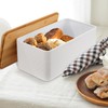 Widousy Bread Bin with Bamboo Lid, White Bread storage box