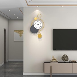 JUJUDA Large Gold Wall Clock for Living Room Decor Big Metal Modern Decorative Wall Clock Battery Operated Non Ticking for Kitchen Office Bedroom 27 Inch Unique Silent Quality Quartz Clock for Home