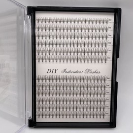 Individual Lashes Natural Cluster Lashes 8-14mm Mixed Pack /12 Roots/D Curl /0.07mm Thickness/Faux Mink Diy Premade Fans Eyelash Extensions (D Curl, Flower Cluster Lashes)