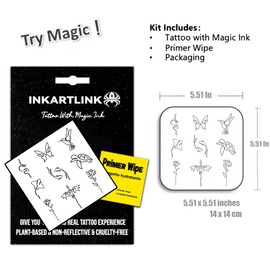 INKARTLINK Semi Permanent Tattoo, ins style, simple line tattoo, flowers, animals, waterproof and anti-reflective, exquisite packaging, unique design (Simple Line 1)